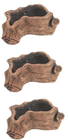 BESTonZON 3pcs Vintage Planting Flower Pot Multi-use Flower Planter Imitation Tree Stump Flowerpot for Gardening for Desktop Plants Pot and Indoor Decor