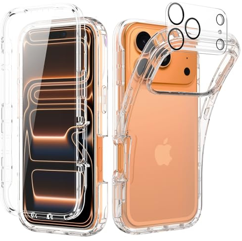 Leedia Kompatibel mit iPhone 17 Pro Max Hülle 360 Grad Handyhülle mit Eingebautem Displayschutz und Kamera Schutzfolie [9H HD] Stoßfest Schutzhülle Bumper für iPhone 17 Pro Max 6,9 Klar