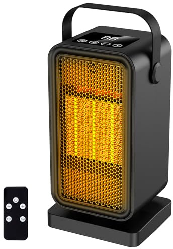 Termoventilatore 1200 W Risparmio Energetico Silenzioso, Portatile Stufetta Elettrica Ceramico PTC, con Telecomando, 12H Timer, Funzione di Protezione da Surriscaldamento, Adatto a Casa e Ufficio