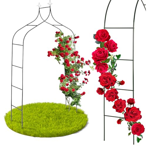 ZOLTA Rankhilfe Metall Pergola Bogen 255×140 cm – Gartenbogen für Rosen Kletterpflanzen Blumen – Schwarz Stahl pulverbeschichtet – Wetterfeste Rosenbogen Rankturm Outdoor für Balkon Terrasse Garten