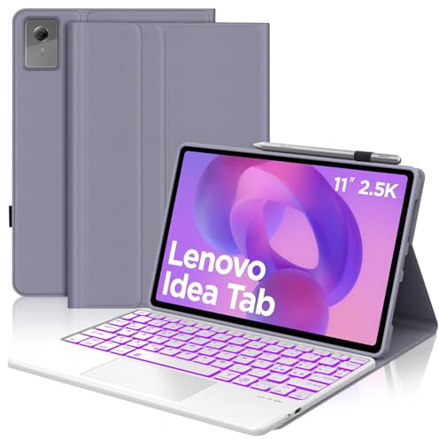 Occtingkind Tastiera e Cover per Lenovo Idea Tab 11 (2025), Tab M11 (2024) & Motorola Moto Pad (2026), Layout Italiano, Retroilluminazione 7 Colori, con Touchpad, Bluetooth 5.0, Lavanda
