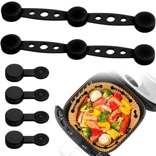 KOVSGQ Boucle Magnétique En Silicone pour Friteuse à Air Aimants De Doublure De Friteuse à Air 6Pcs Silicone Aimant Air Fryer Résistantes à Chaleur pour Sécuriser Les Doublures En Papier Parchemin