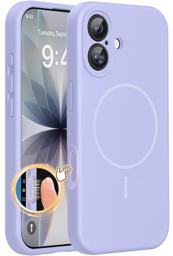 Miracase Magnetic for iPhone 17 Case, Liquid Silicone Case, Light Purple | Compatible with Magsafe, Silicone Camera Control Cover, Soft Microfiber Lining, Shockproof Drop Protection Phone Case for 17