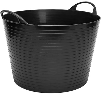 Garronda Flexibler Kunststoffkübel 26 L für Garten Haushalt Werkstatt und Transport vielseitig einsetzbarer Universalbehälter Wäschekorb GD-0181Schwarz