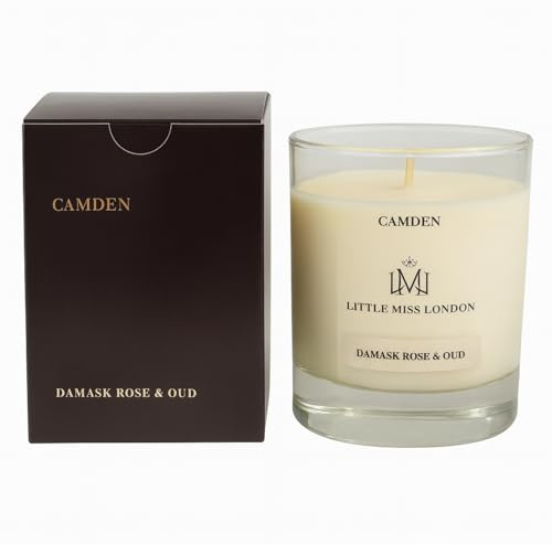 Camden Luxury Hand-Poured Soy Candle 210g | Damask Rose & Oud | Vegan, Cruelty-Free, 40 Hour Burn | Made in The UK by Little Miss London