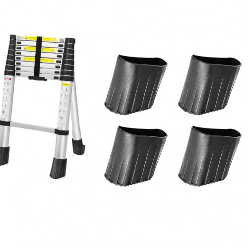Beavorty 4pcs Telescopic Ladder Feet Covers Non-Slip Protective Pads Black 25x43mm Ladder Foot Mats for Folding Step Floor Protection and Safety