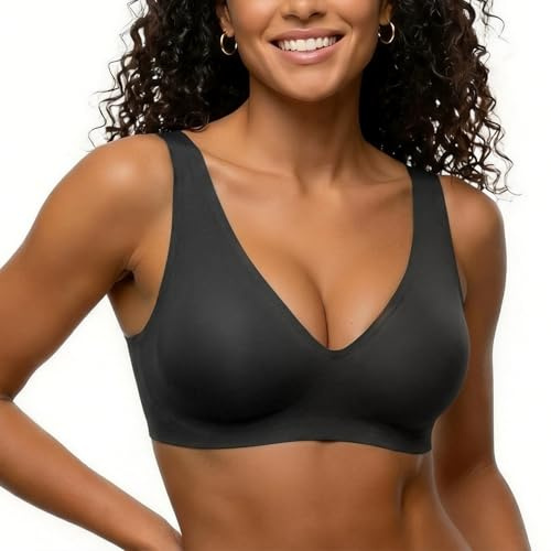 zoogobee Jelly Bra for Women Wireless Push Up Bra, Seamless Non Wired Everyday Bralette with Soft Gel Support Invisible Full Coverage T-Shirt Bras