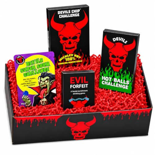 Ultimate Halloween Chilli Challenge Hamper – Devils Chip Challenge, Super Sour Challenge, Devils Balls | Extreme Hot & Sour Food Gift Set Perfect Fun Gift for Him, Her & Friends!