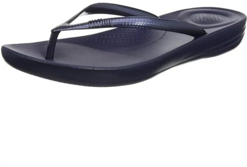 Fitflop Iqushion Ergonomic Flip-flops, Damen Offene Sandalen mit Keilabsatz, Blue (Midnight Navy 399), 43 EU (9 UK)