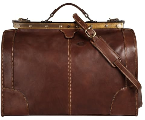 piké Doktortasche/Reisetasche LOMBARDIA MEDIUM Echt Leder Damen Made in Italy | Nostalgische Arzttasche | Vintage Weekender mit Maulbügel