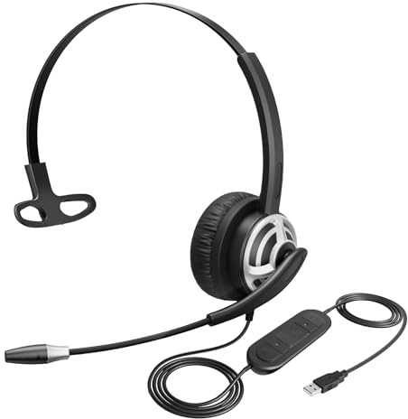 USB-telefonheadset med mikrofon, datorspelheadset, brusreducering för Skype, röstchatt, onlineinlärning etc.