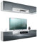 Vladon Wohnwand Mogan, Weiß matt/Grau Hochglanz - Moderne Anbauwand bestehend aus 2 TV-Boards (181 x 147 x 35 cm)