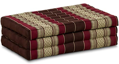 livasia Nachhaltige Kindermatratze aus Kapok - 140x70x8cm - Klappmatratze, Reisebett Kinderbett faltbar, ökologische Yogamatte klappbar, Spielmatte, Liege für Garten und Balkon (Weinrot)