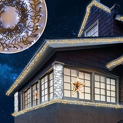 ANSIO® Christmas Lights 720 LED 9m/29ft Cluster Christmas Tree Lights for Indoor & Outdoor Warm White & Cool White Decorations Fairy Lights with Timer for Xmas Garden & Party | Mains Powered