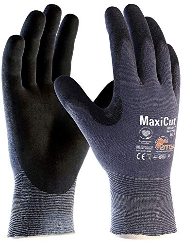 (12 Paar) ATG Handschuhe 44-3745 Schnittschutzhandschuhe MaxiCut Ultra 12 x blau/schwarz 10