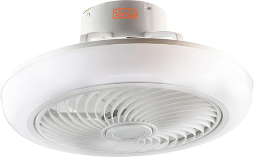 VINCO Ventilatore da Soffitto con Luce e Telecomando, Silenzioso, Diametro Totale 140 cm, Bianco, 3 Pale in ABS, 3 velocità, Potenza Max 70W, Plafoniera in Vetro, 70925-ULTIMO Modello-
