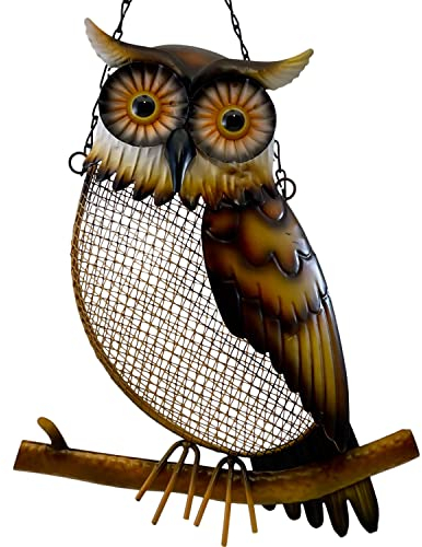 Vogelfutterspender Eule Metall Netz Vogelfutterhaus hängende Kette für ca. 5 Tassen Vogelsamen