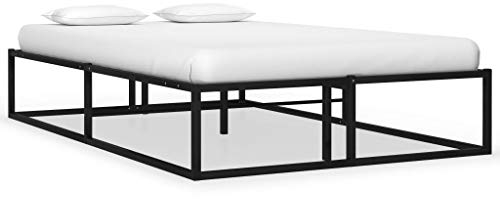 vidaXL Bettgestell Bett Metallbett Schlafzimmerbett Doppelbett Bettrahmen Ehebett Lattenrost Schlafzimmermöbel Schwarz Metall 120x200cm