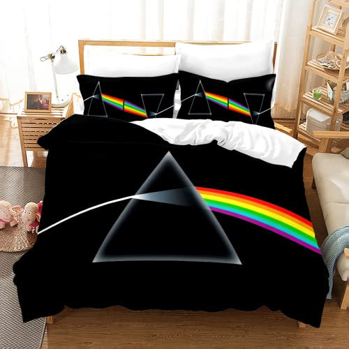 PTNQAZ Pink Floyd Bettwäsche-Set UK Rock Band Bettbezug Bequeme Tagesdecken Queen-Size-Bett Schlafzimmer Dekor (King-Size, 2)