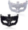 TSHAOUN 2-teilige Maskerademaske, schwarze filigrane und silberne filigrane Party, ausgefallene Weihnachtsmasken für den Maskenball