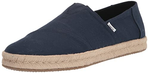 TOMS Men's Alpargata Rope 2.0 Espadrille, Navy Recycled Cotton Slubby Woven, 11 UK