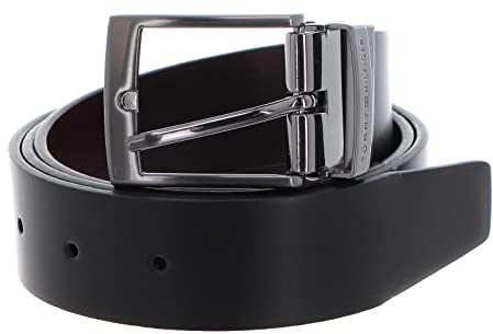 Tommy Hilfiger Herren Gürtel Adan 3.5 Rev Ledergürtel, Schwarz (Black/Testa Di Moro), 80