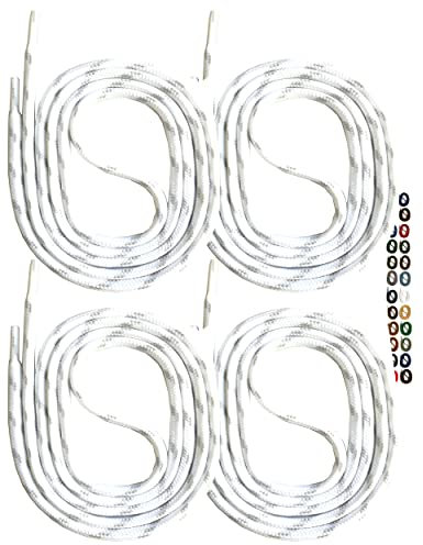 SNORS 2 pares de cordones redondos, 21 colores, 75-200 cm, diámetro de 5 mm, cordones de seguridad para zapatos de trabajo y zapatos de senderismo, resistentes a la rotura, lavables y robustos, Blanco