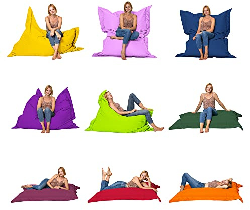 Momiralland Rechteckig Sitzsack - Indoor & Outdoor - 2 in 1 Funktion - für Relax- Momente – Riesen Sitzkissen für Kinder und Erwachsene – EPS Perlen Füllung (Schwarz, Indoor & Outdoor 120 x 140 cm)