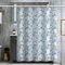 BCughia Badezimmer Vorhang, Duschvorhang Badewanne Vintage Rundes Muster Polyester Blau Duschvorhang 150x180cm(60 W x 72 H)