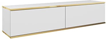 3E 3xE living.com Hängendes TV Schrank - Modernes Design mit Push-to-Open-Funktion. Farbe: Weiss, D: L: 135 cm, H: 30 cm, T: 32 cm. TV Lowboard, TV Board, TV Sideboard Hängend, Wandschrank hängend