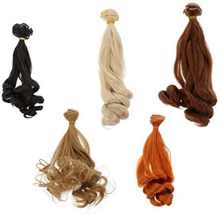 jojofuny 5st Puppe Perücke Handwerkliche Augen Lockige Puppenperücke Puppe Lange Haare Glatte Puppenhaar Puppenhaare Puppenherstellung Haare Materialien Glattes Haar Hochtemperaturdraht