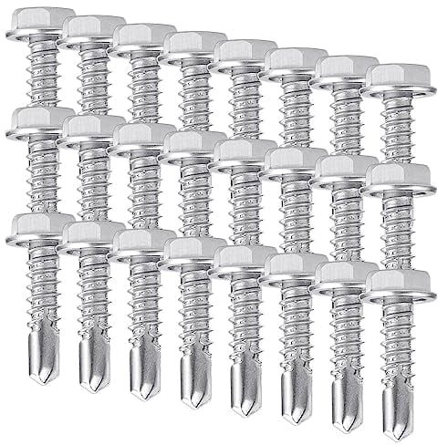 HAOMEEDUO 100PCS Vis à Métaux à Tête Hexagonale 4,8 x 19 mm Vis Autotaraudeuse Inox Vis Autoforeuse Metal Vis à Bois Autotaraudeuses en Acier Inoxydable pour Fixation de Tôle, Matériel de Construction