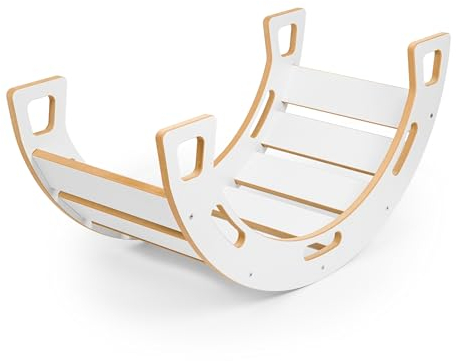 Obubu - Kletterbogen und Babywippe - Klettern - Kletterturm - Montessori aus Holz - Kletterdreieck - Handgemachtes Klettergerüst Indoor Kletterkuppel für Kinder ab 1 Jahr - Liegestuhl Kinder - Weiß