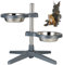 Little Bean® Dog Elevated Food Bowl Holder Set Raised Dog Bowls Adjustable Height Pet Double Feeder 2X2L Stainless Steel Bowls (Large)
