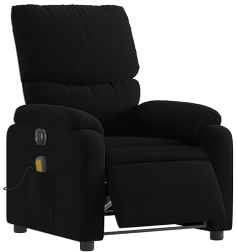 vidaXL Massagesessel, Sessel Elektrisch, Relaxsessel mit Liegefunktion Vibrationsfunktion, Fernsehsessel Liegesessel für Wohnzimmer, Schwarz Stoff