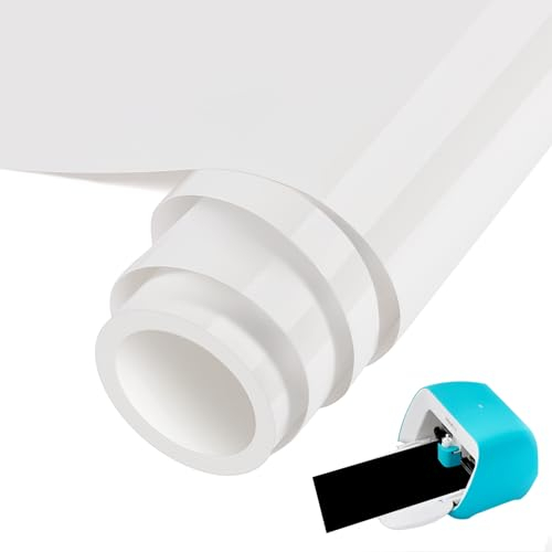 Smart iron on für Cricut Joy, 14cm*300cm Weiß Flexfolie Plotterfolie Textil, Heat Transfer Vinyl, Flexfolie Rollen für Kleidung Bügelfolie, T-Shirts & Mehr Stoffen, DIY Muster