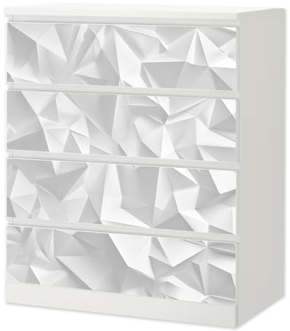 Sunnywall® Möbelfolie passend für IKEA Malm Kommode Schrankfolie Aufkleber mit Origami Motiv | blasenfrei verkleben | Wohnzimmer 4er 80 cm