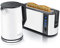 arendo Ensembles Bouilloire et Grille-Pain en Set, Bouilloire en INOX 1,5L 40°-100°C, Grille-Pain 2 Tranches Ecran LED 6 Niveaux de brunissage Support viennoiserie, Blanc