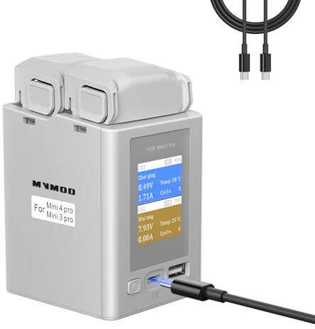 MVMOD Mini 4 Pro/Mini 3 Battery Pack of 2 with Charging Station, 3850 mAh Intelligent Battery for DJI Mini 3 Pro with Display, Two-Way Charging Station, 47 Min Flight Time Battery for DJI Mini 4 Pro