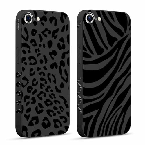 Pnakqil 2 Stück Handyhülle für iPhone 7/8 / SE 2020 /SE 2022 4,7 Hülle, Wildes Zebra Leopard Bemaltes Muster Case Silikon Weiche für Mädchen Modische TPU Dünn Stoßfeste Kameratasche Schutzhülle