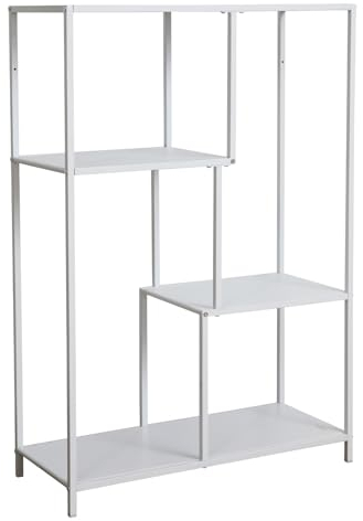 SVITA CARME Metallregal Standregal Wohnzimmerregal Metall Pflanzenregal Küchenregal Bücherregal Industrial Aufbewahrungsregal Weiß