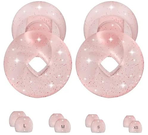 Ear Plugs for Sleeping Noise Cancelling - Silicone Ear Plugs – Super Soft, Reusable Hearing Protection in Flexible Silicone, 8 Ear Tips in XS/S/M/L – 33dB Sleeping Buds (Rose Pink Glitter, One Size)