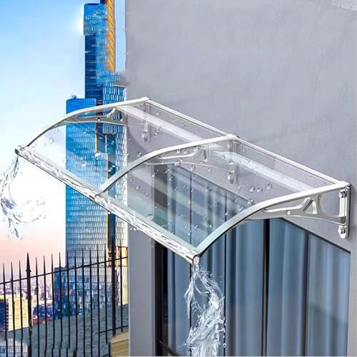 Vordach Haustürvordach,Schlagfest Vordach Haustür Überdachung,Türvordach,UV-Schutz, Regen- und Schneeschutz Türdach Pultbogenvordach aus Aluminium,4 Farben,133 Größen (80x210cm/32x83,A)