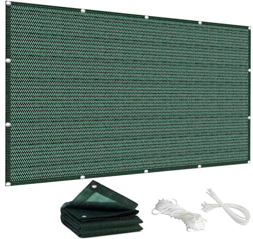 Bâche coupe-vent pour balcon - 55 x 360 cm - Résistant aux intempéries - Protection UV - Vert foncé - Avec œillets - 55,9 x 360,7 cm