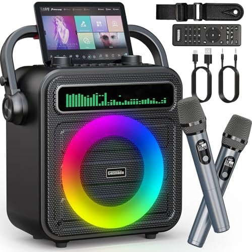 Karaoke con 2 Microfoni - Cassa Bluetooth Portatile e Potente, Karaoke Professionale Completo per Adulti con Supporto Bluetooth/TF/USB/AUX/TWS - Regalo Perfetto per Bambini, Famiglia e Amici