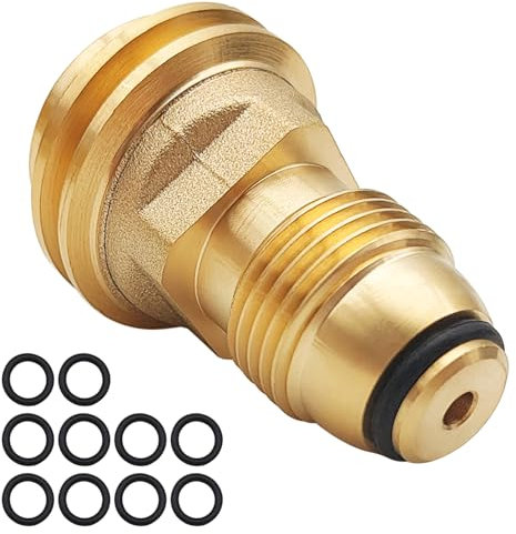 AYWFEY 1 PCS POL to QCC1 Propane Tank Adapter, with 10 Pcs Propane Tank O Rings, Converts POL LP Tank Service Valve to QCC1 / Type1 Hose or Regulator Solid Old to New, Brass