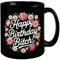 Happy Birthday Bitch Blumensprache Tasse Vintage KaffeeTasse mit Bitch-Illustration verziert mit Blumen Rosen und Gänseblümchen - ein witziges Geschenk
