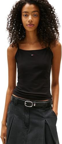 Tommy Jeans Camiseta de Tirantes Mujer Essential Strap con Tirantes Finos, Negro (Black), L