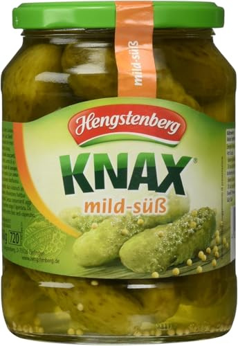 Hengstenberg Knax Gewürzgurken mild-süß, Abtropfgewicht 360 g (Packung mit 5)