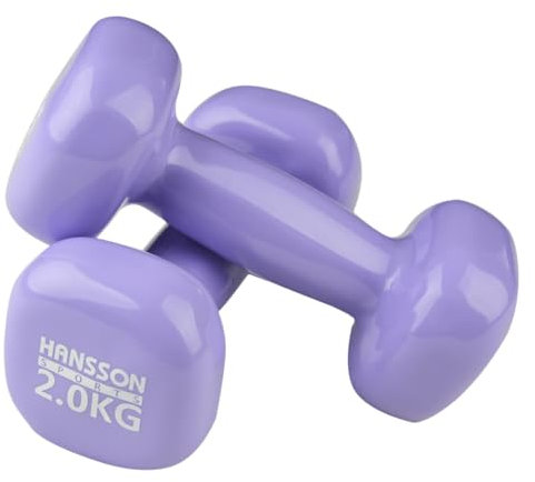 Hansson Sports® Vinyl Hantel 2er Set 0.5-5.0Kg Verschiedene Gewichte und Farbe zur Auswahl (2 * 2.0kg Lila)